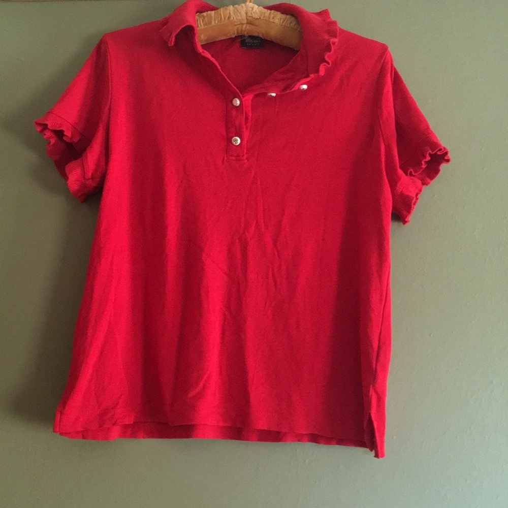 Anne Klein Vintage Ruffle button down polo